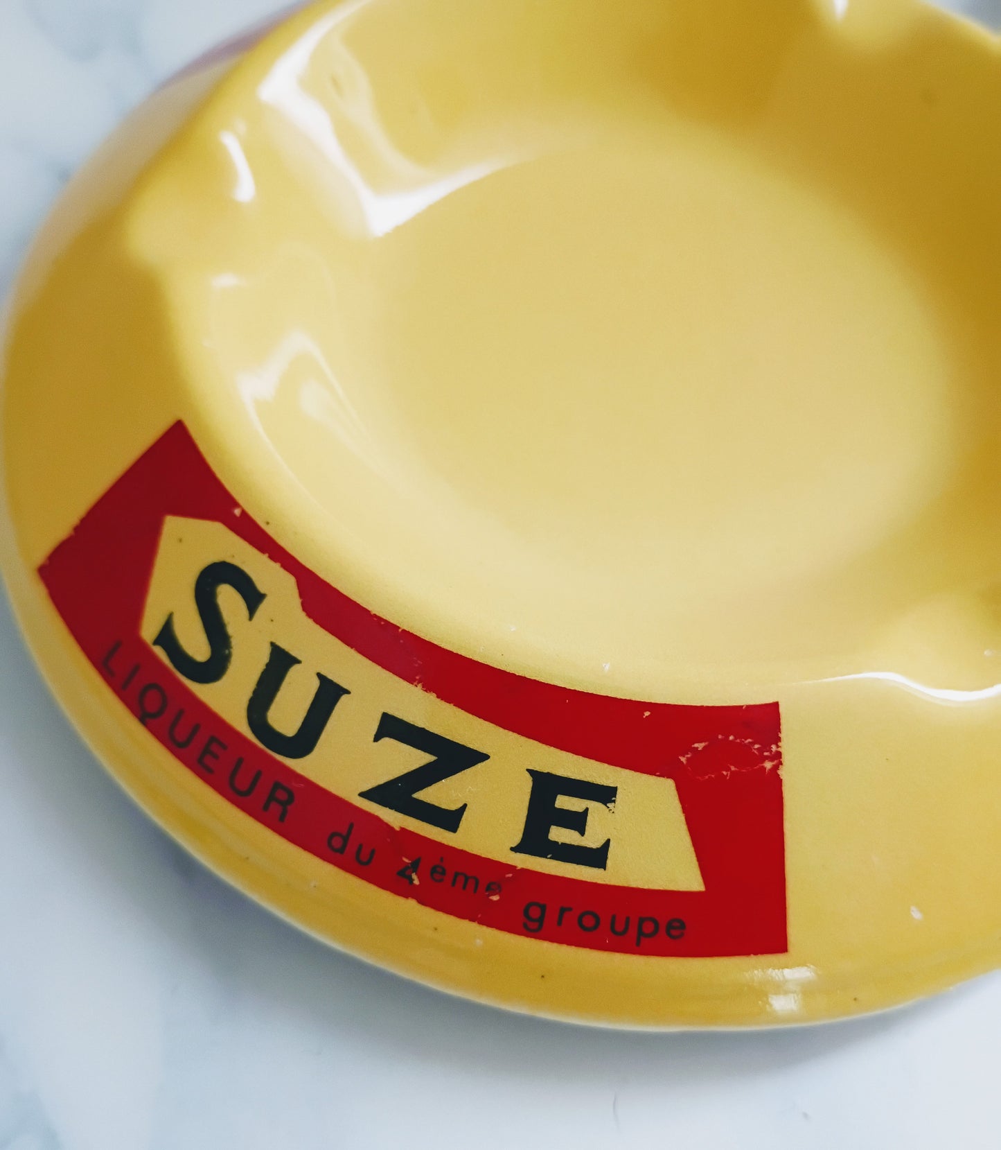 French Vintage Yellow & Red Suze Ashtray