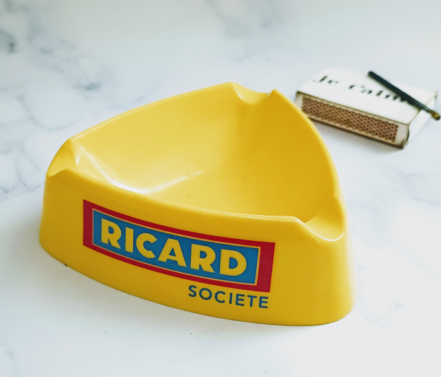 French Vintage Yellow Plastic Ricard Ashtray