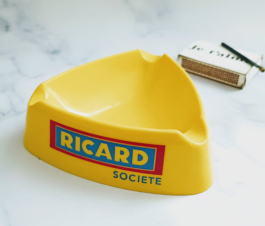 French Vintage Yellow Plastic Ricard Ashtray