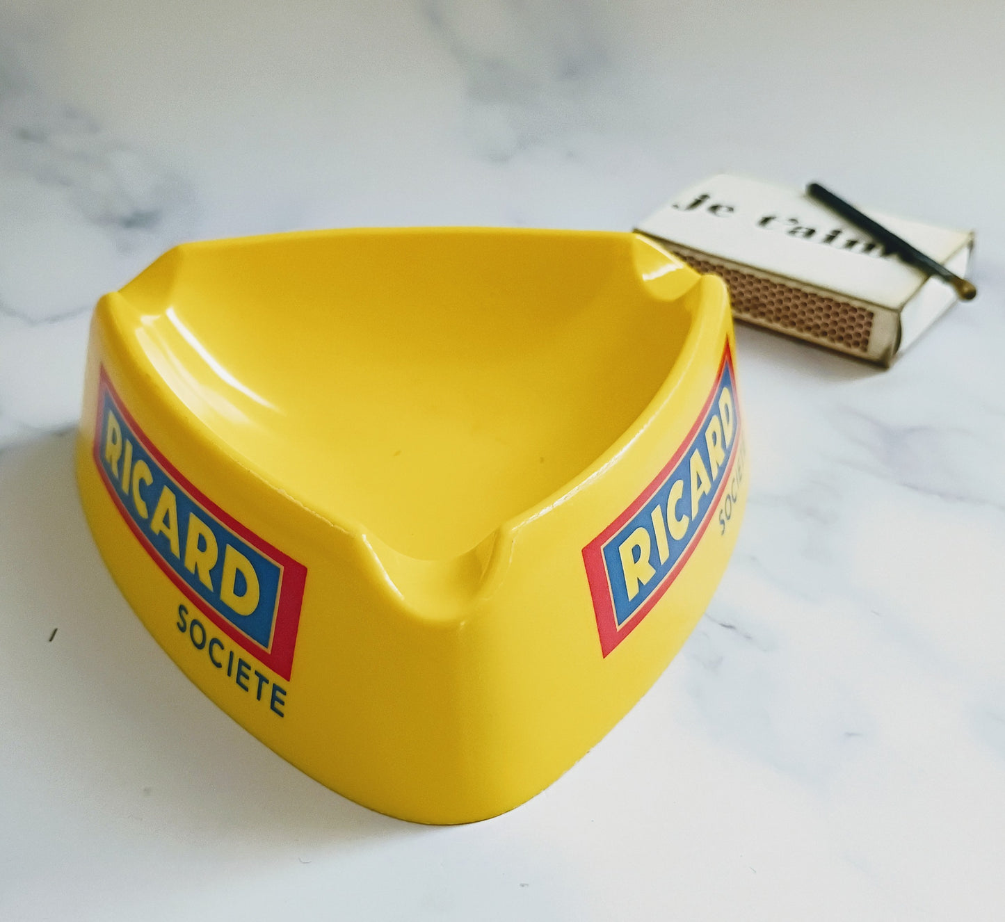 French Vintage Yellow Plastic Ricard Ashtray