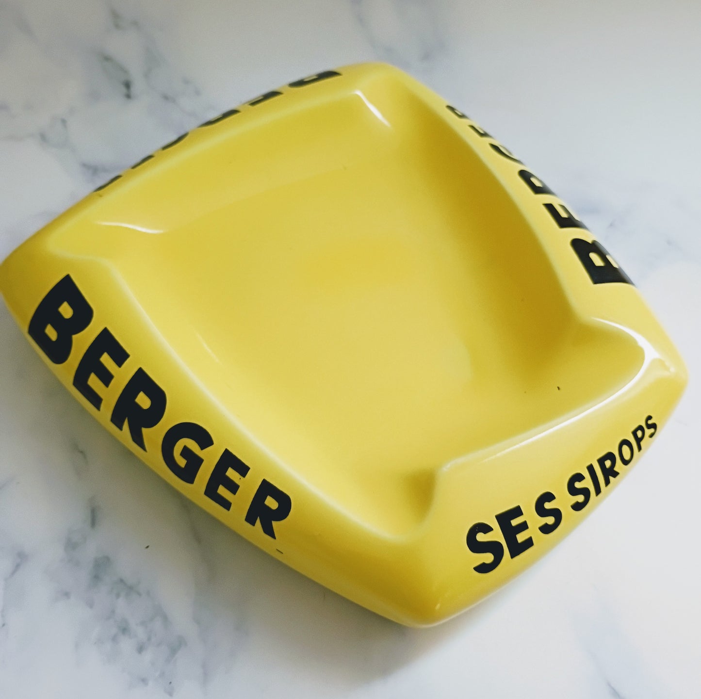 French Vintage Yellow Berger Large Ashtray