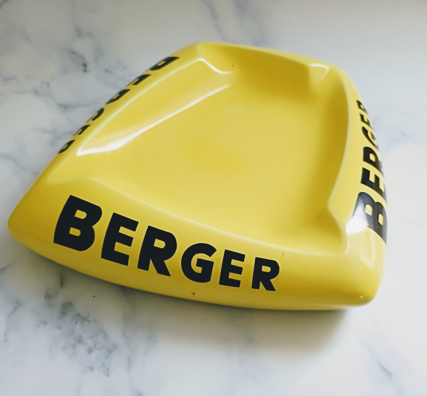 French Vintage Yellow Berger Large Ashtray