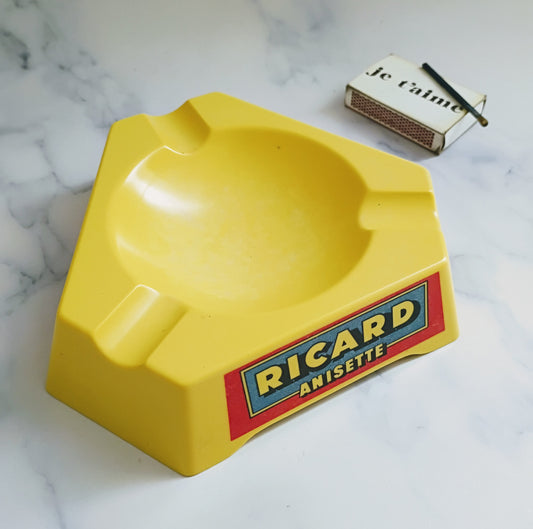 French Vintage Yellow Plastic Ricard Anisette Ashtray