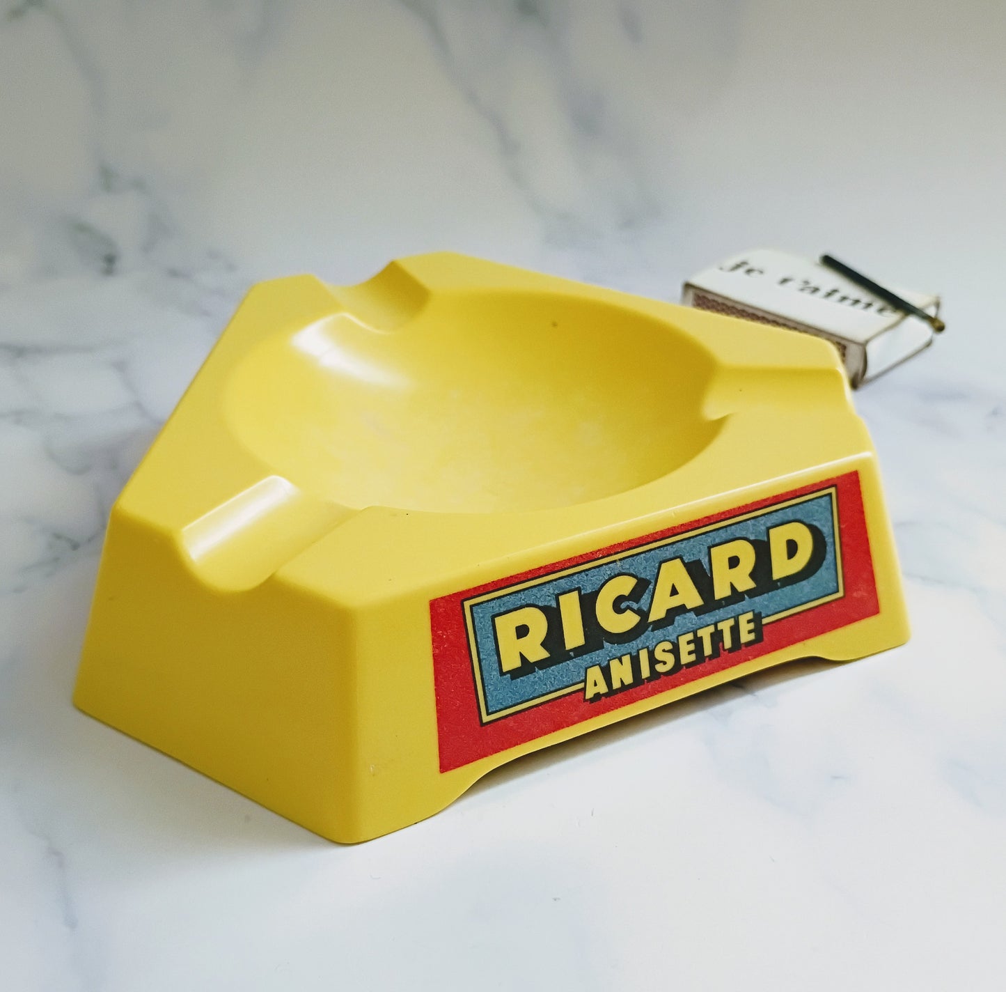 French Vintage Yellow Plastic Ricard Anisette Ashtray