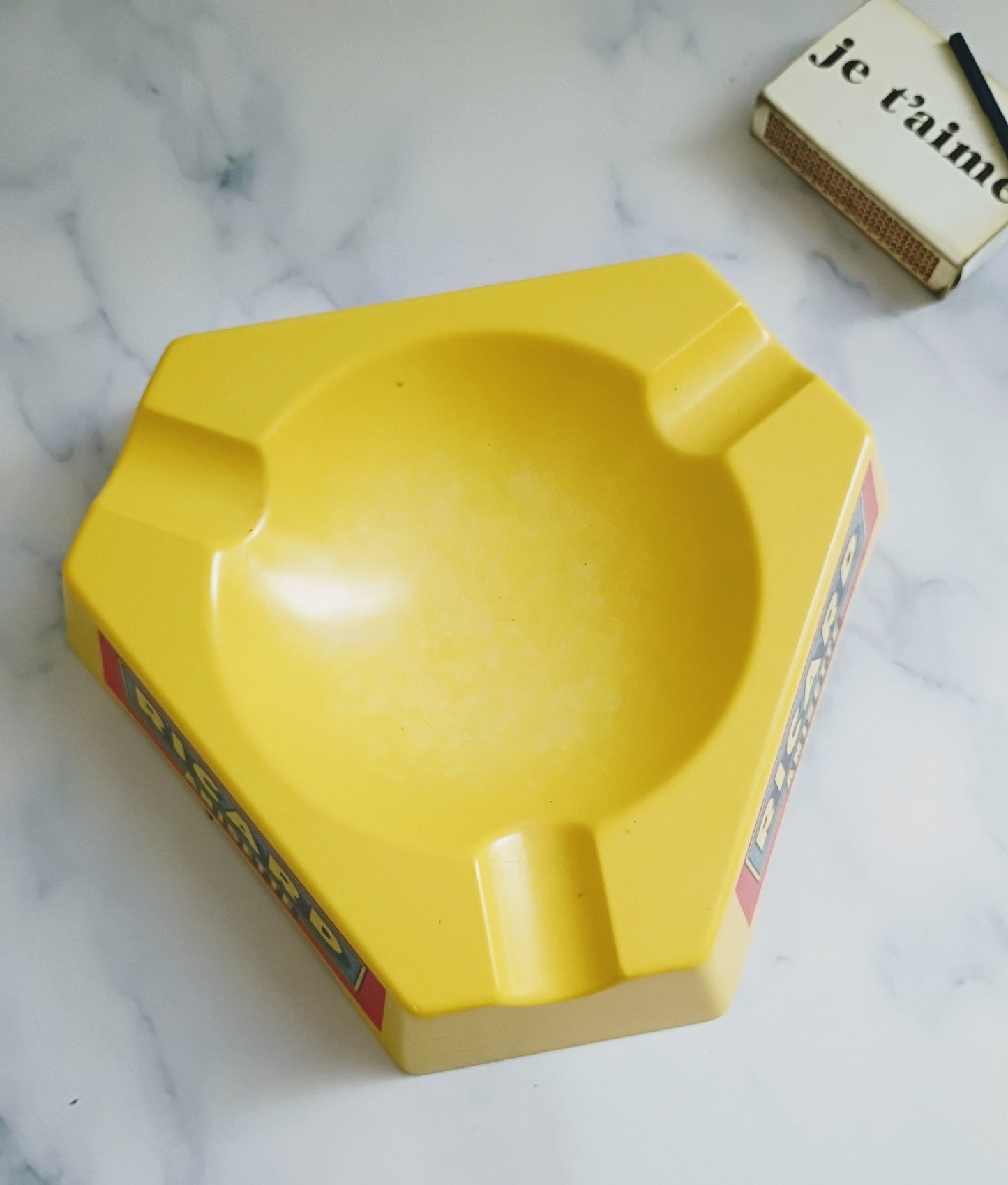 French Vintage Yellow Plastic Ricard Anisette Ashtray