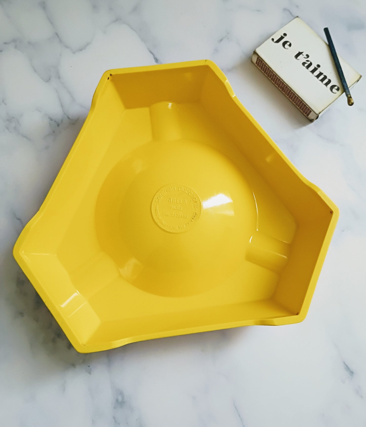 French Vintage Yellow Plastic Ricard Anisette Ashtray