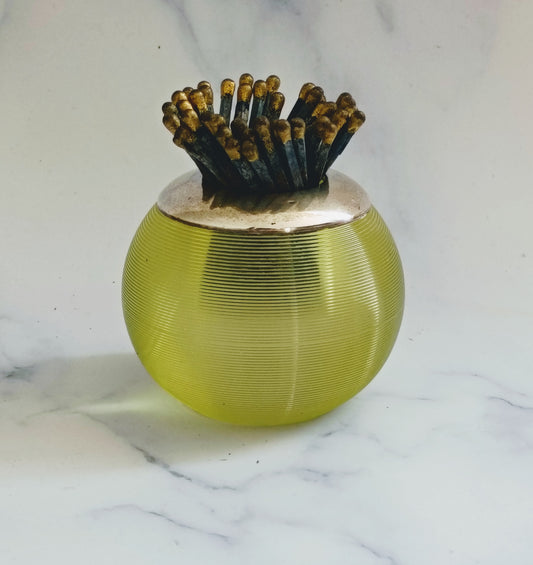 Antique 1926 English Citrine Green Glass Match Striker