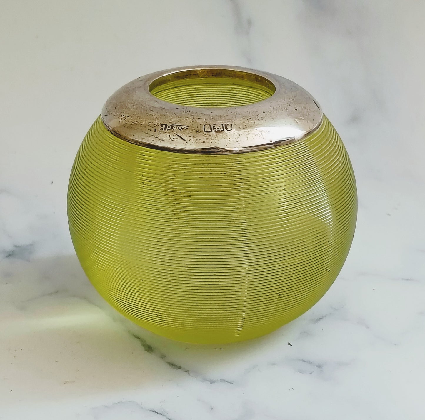 Antique 1926 English Citrine Green Glass Match Striker