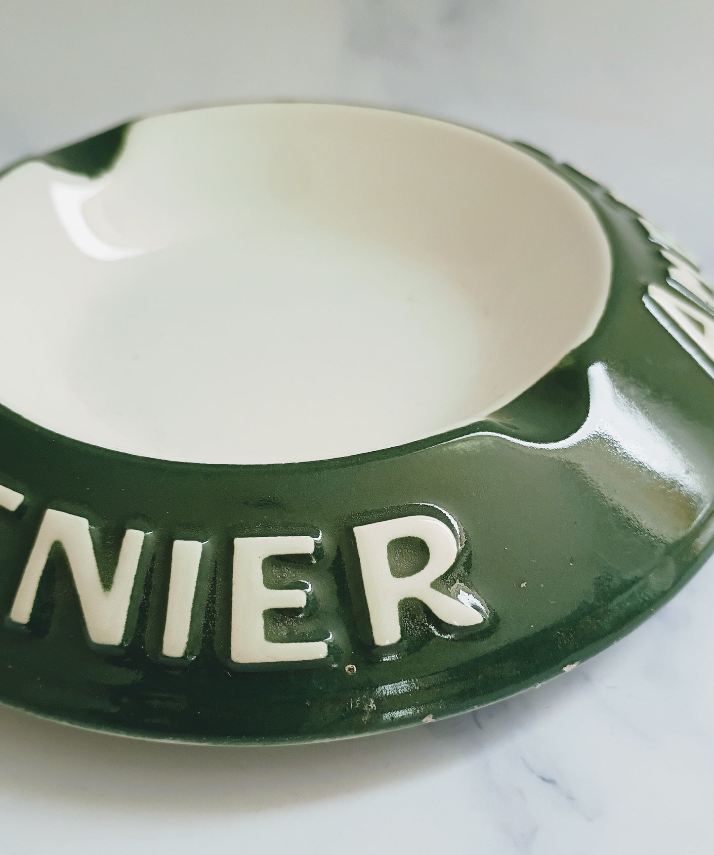 French Vintage Green Ambassadeur Cusenier Ashtray