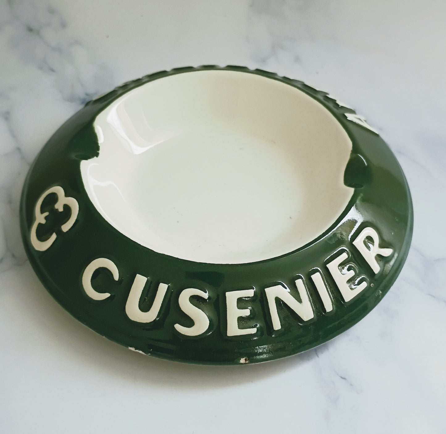 French Vintage Green Ambassadeur Cusenier Ashtray