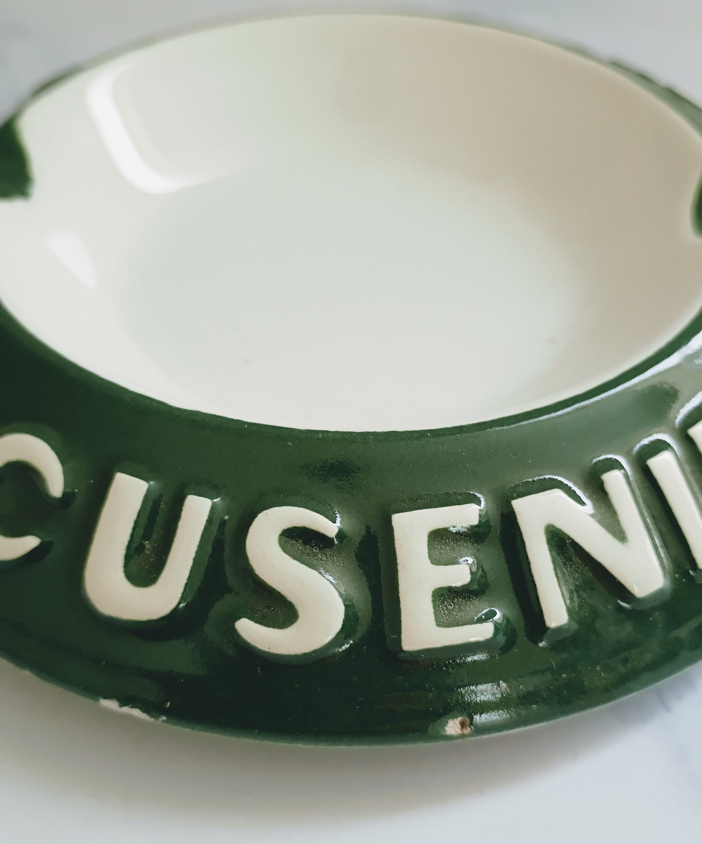 French Vintage Green Ambassadeur Cusenier Ashtray