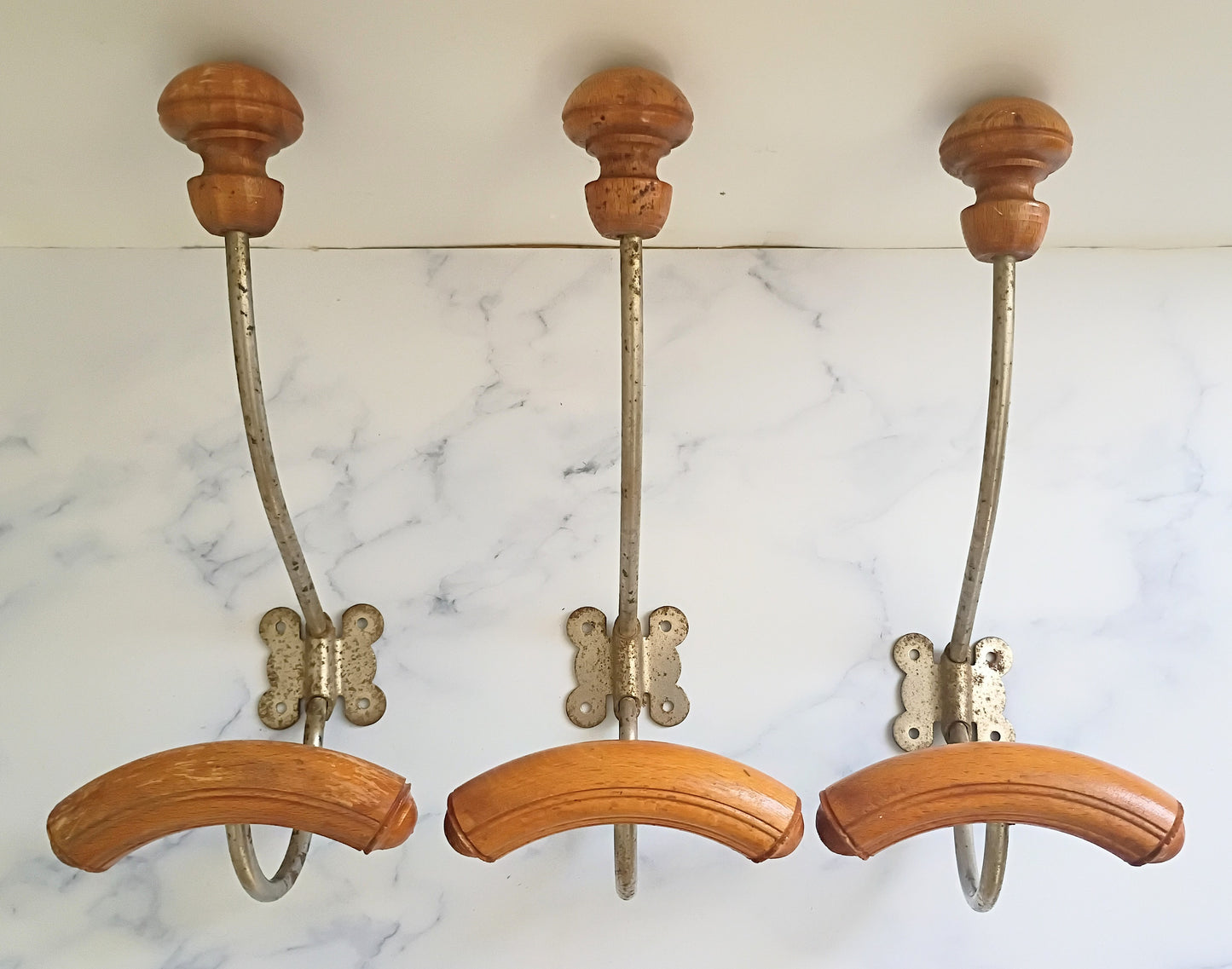 3 Vintage French Bistro Coat Hooks- N°10