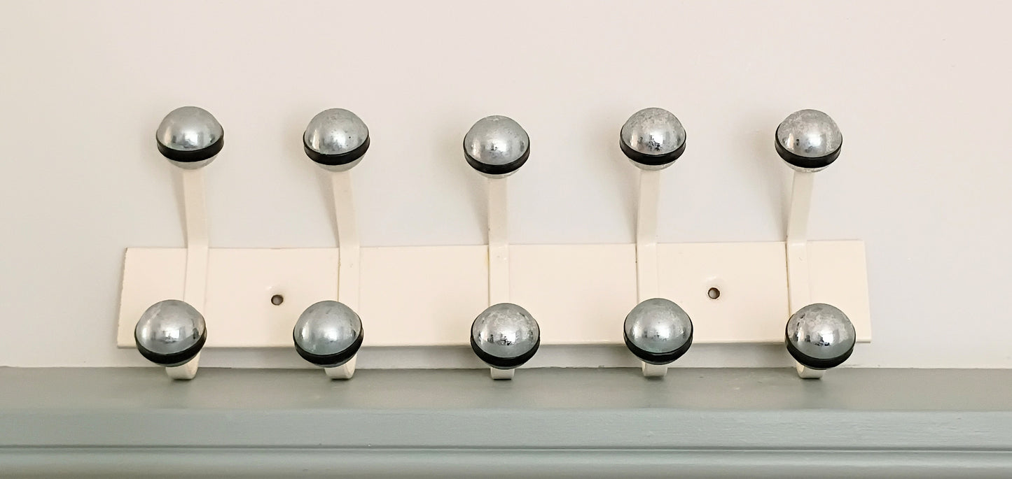 Vintage French Cream Metal Coat Rack