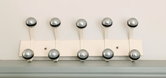 Vintage French Cream Metal Coat Rack