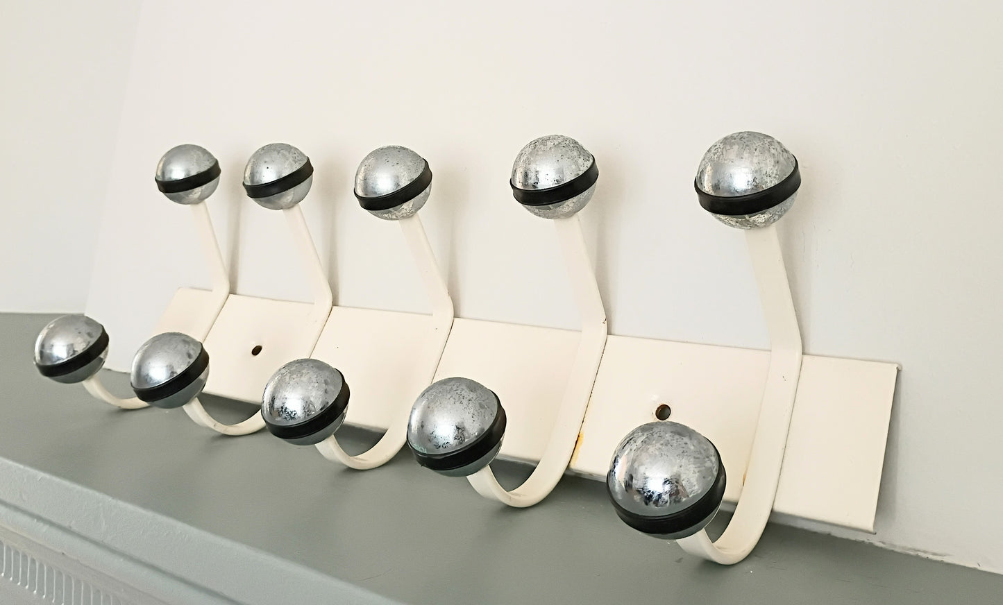 Vintage French Cream Metal Coat Rack