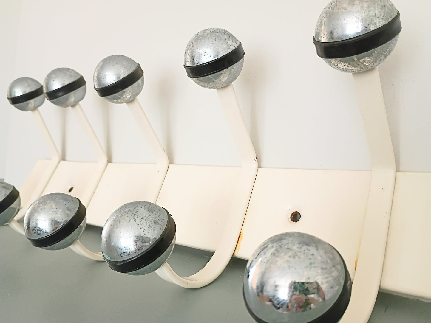 Vintage French Cream Metal Coat Rack