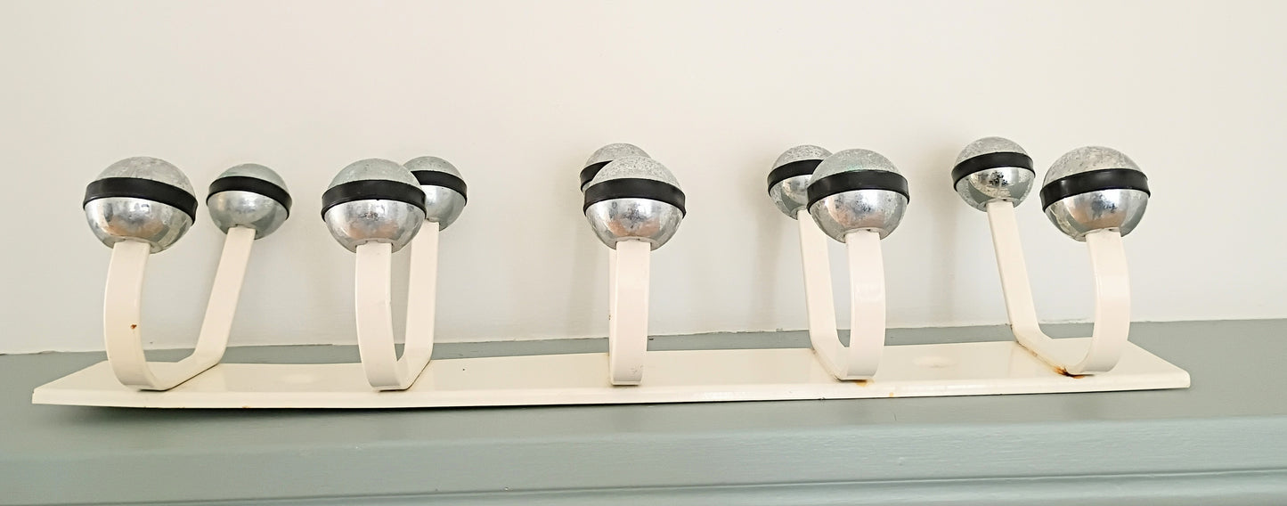 Vintage French Cream Metal Coat Rack