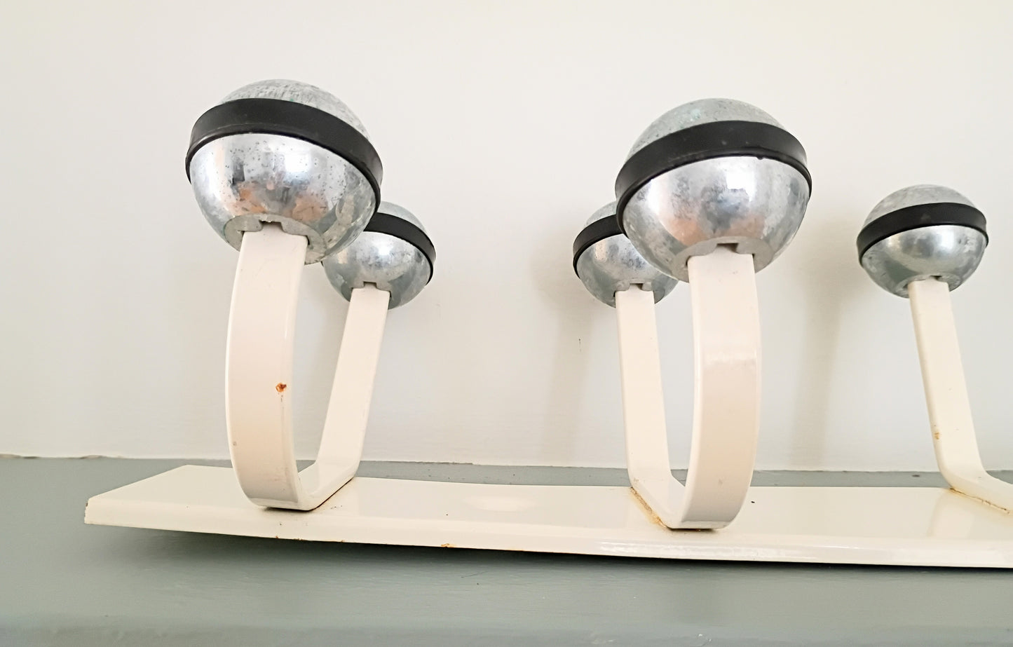 Vintage French Cream Metal Coat Rack