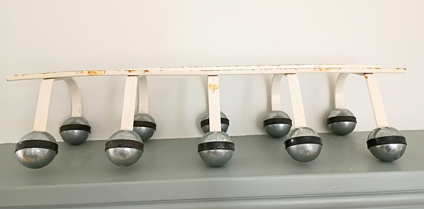 Vintage French Cream Metal Coat Rack