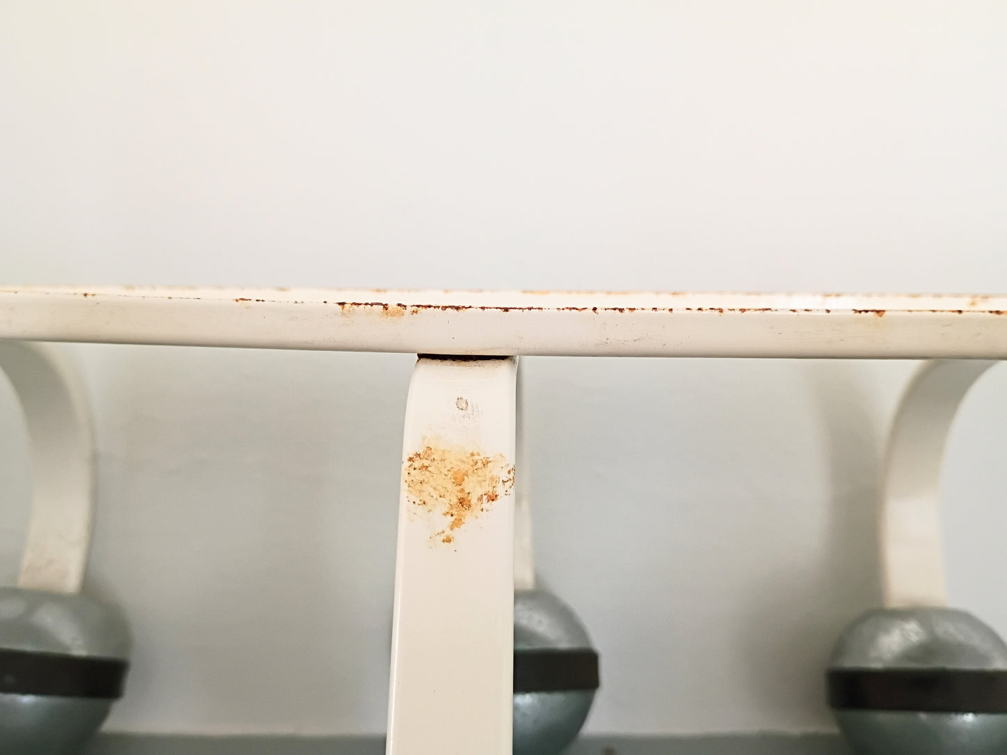 Vintage French Cream Metal Coat Rack