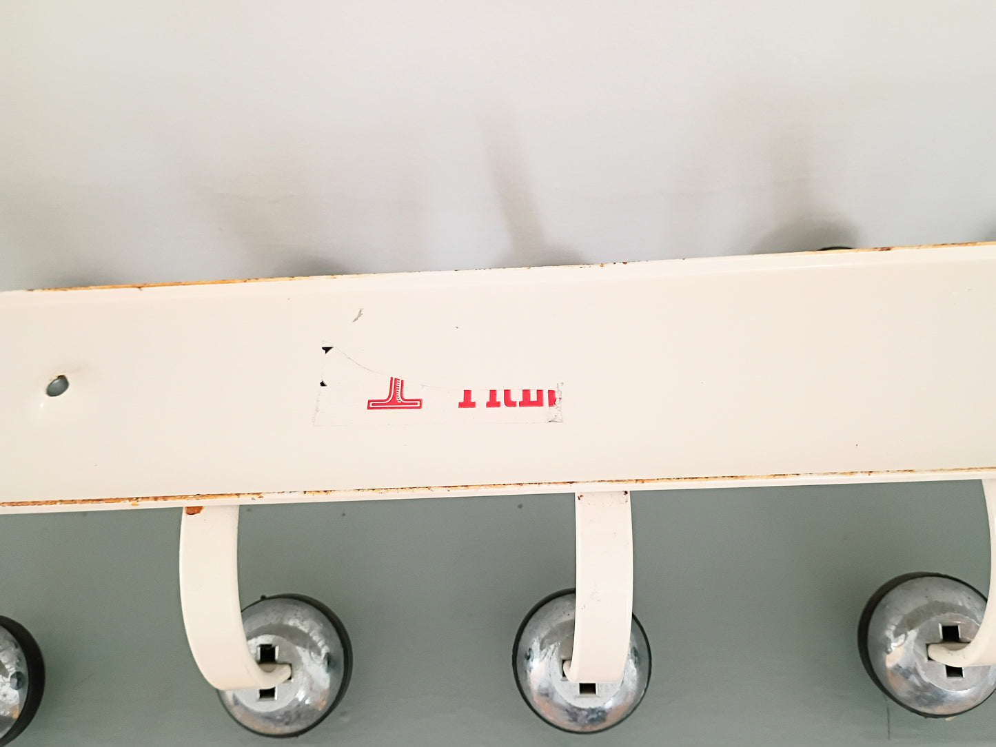 Vintage French Cream Metal Coat Rack