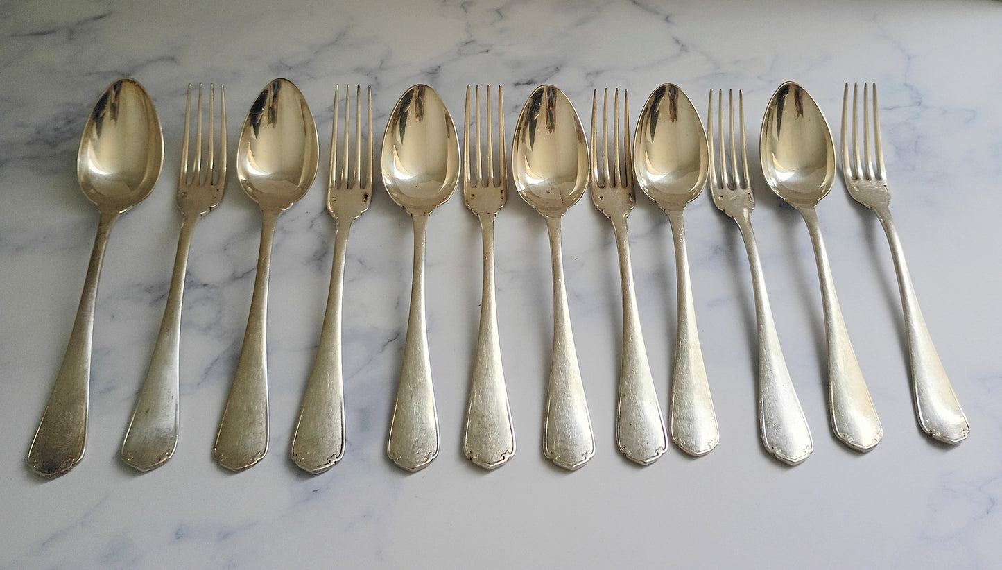Christofle Vintage French Silver-Plated Spoons & Forks– Set of 12