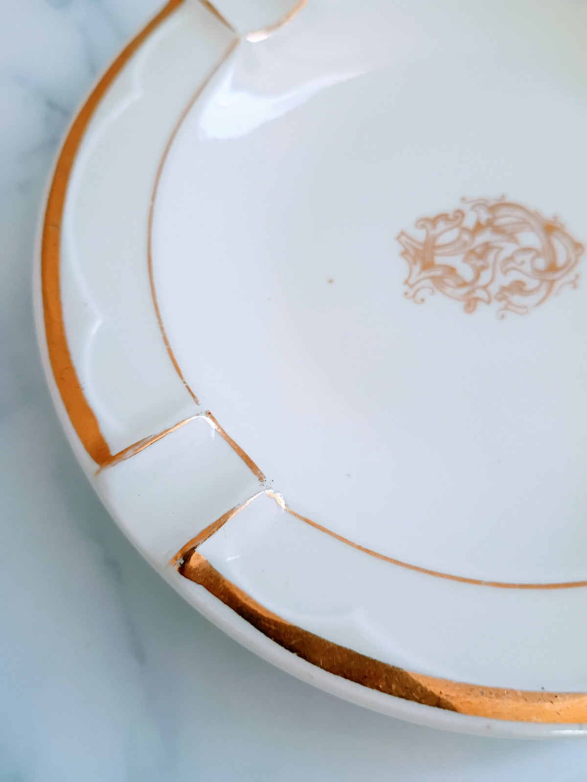 Vintage French Gold Emblem Ashtray