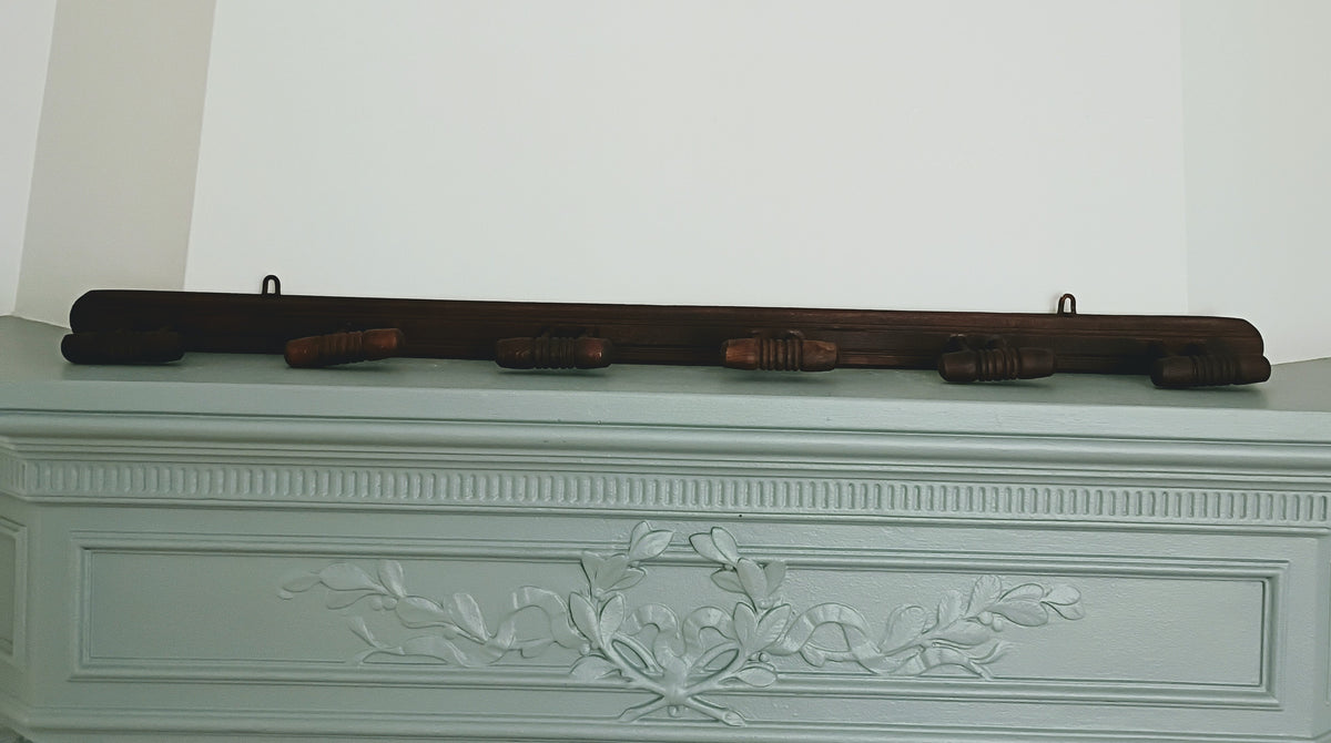 Mid-Century French 6 Peg Wood Coat Rack