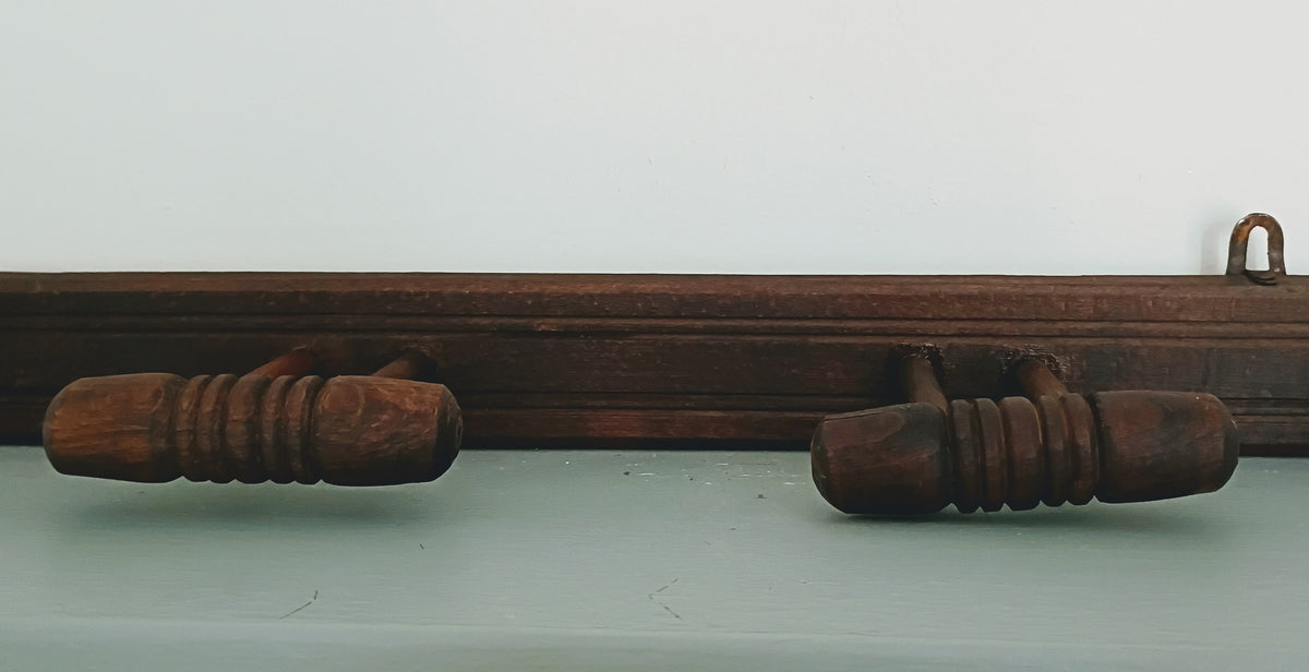Mid-Century French 6 Peg Wood Coat Rack