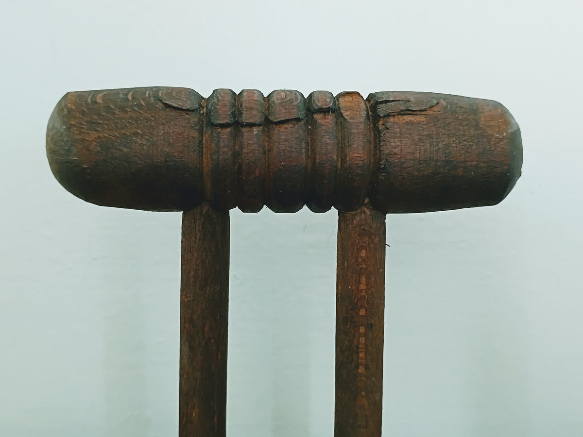 Mid-Century French 6 Peg Wood Coat Rack