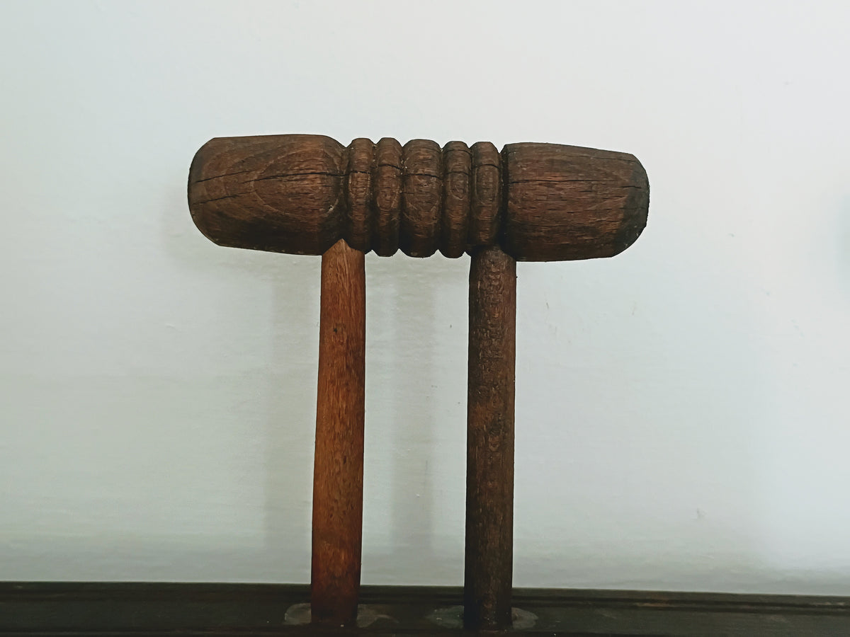 Mid-Century French 6 Peg Wood Coat Rack