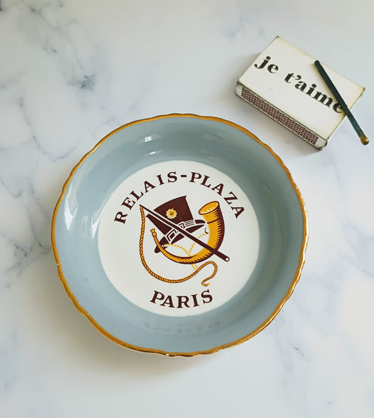 Vintage French Brasserie Relais Plaza Ashtray, Paris Bistro Table Decor