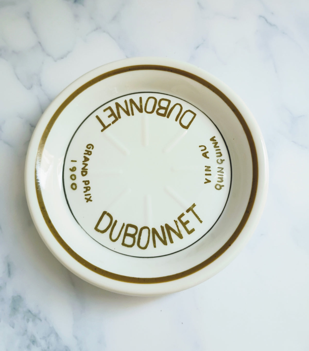 Vintage French Dubonnet Olive Green Bistro Saucer 5"