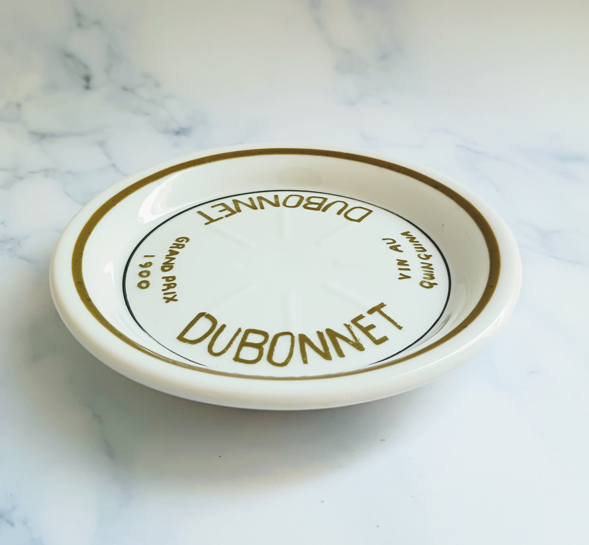 Vintage French Dubonnet Olive Green Bistro Saucer 5"