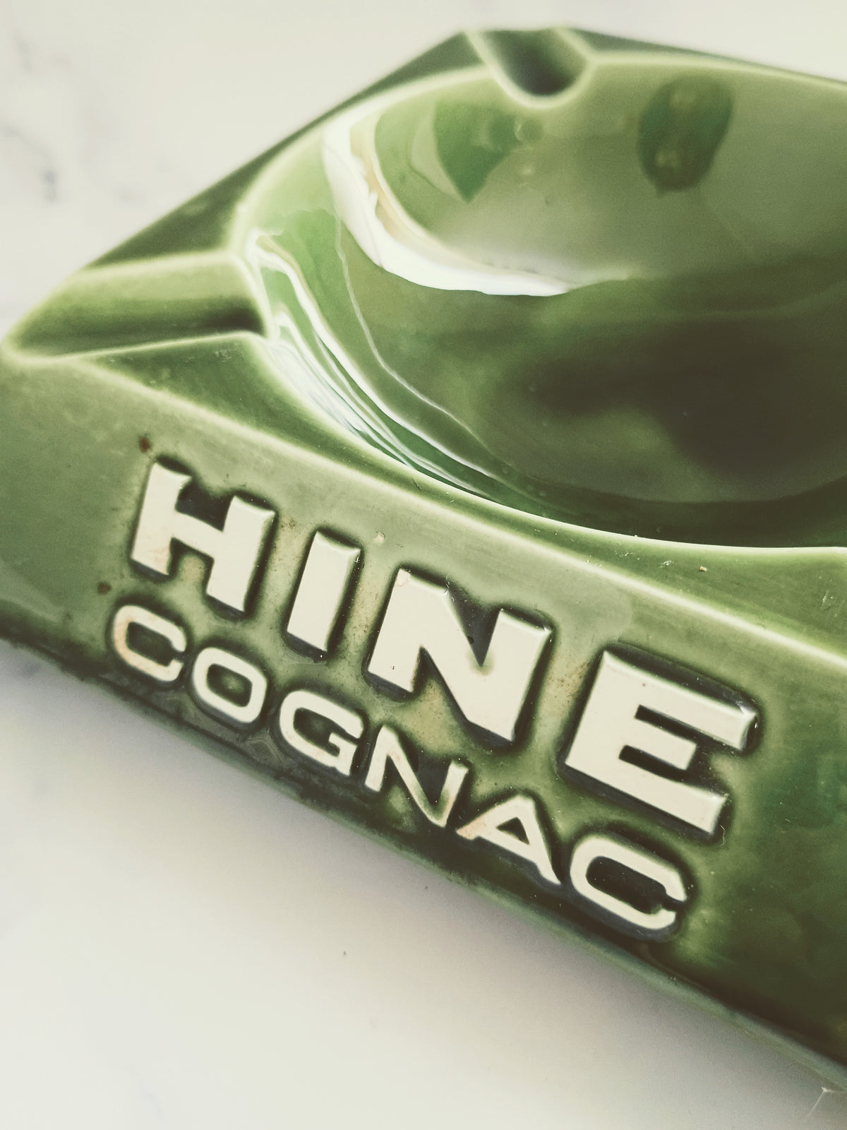 Vintage French Green Hine Cognac Large Ashtray