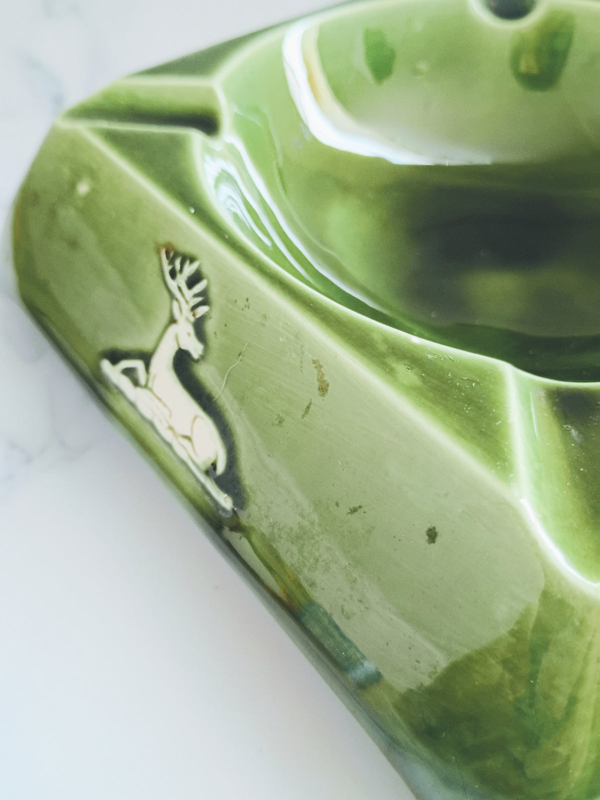 Vintage French Green Hine Cognac Large Ashtray