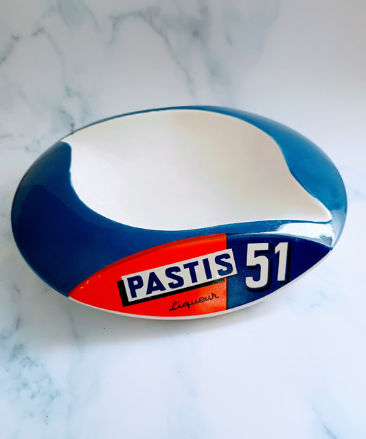 Vintage French Blue Pastis 51 Pernod 45 Large Ashtray