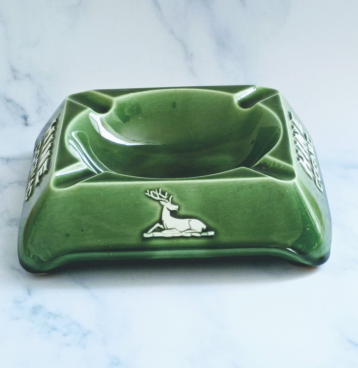 Vintage French Green Hine Cognac Large Ashtray