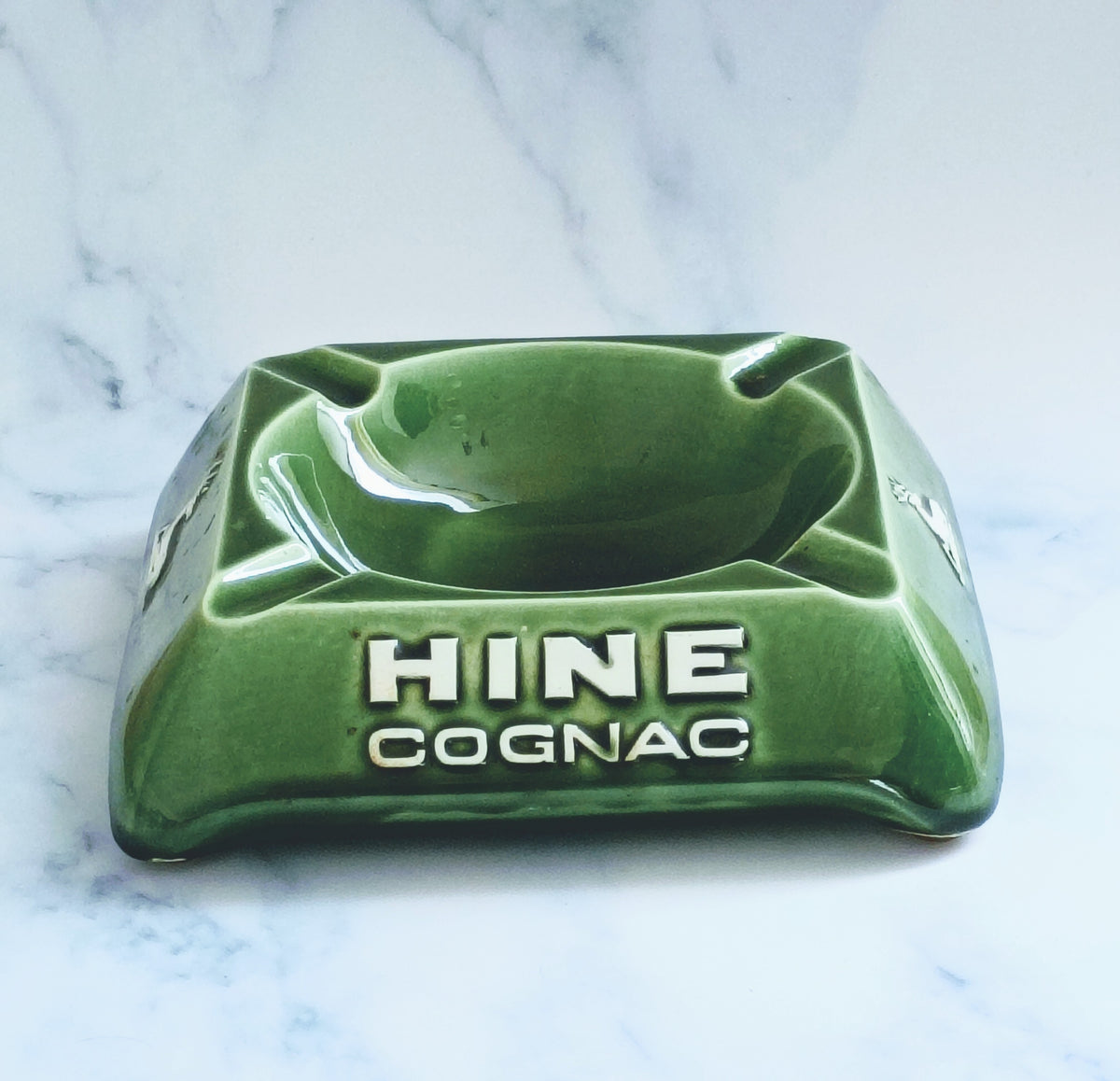 Vintage French Green Hine Cognac Large Ashtray