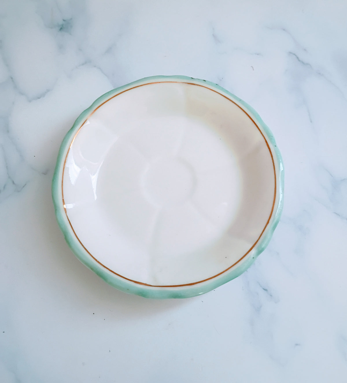 Vintage French Limoges Turquoise Blue Cafe Saucer 4"