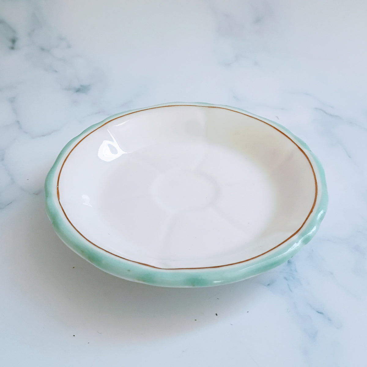 Vintage French Limoges Turquoise Blue Cafe Saucer 4"