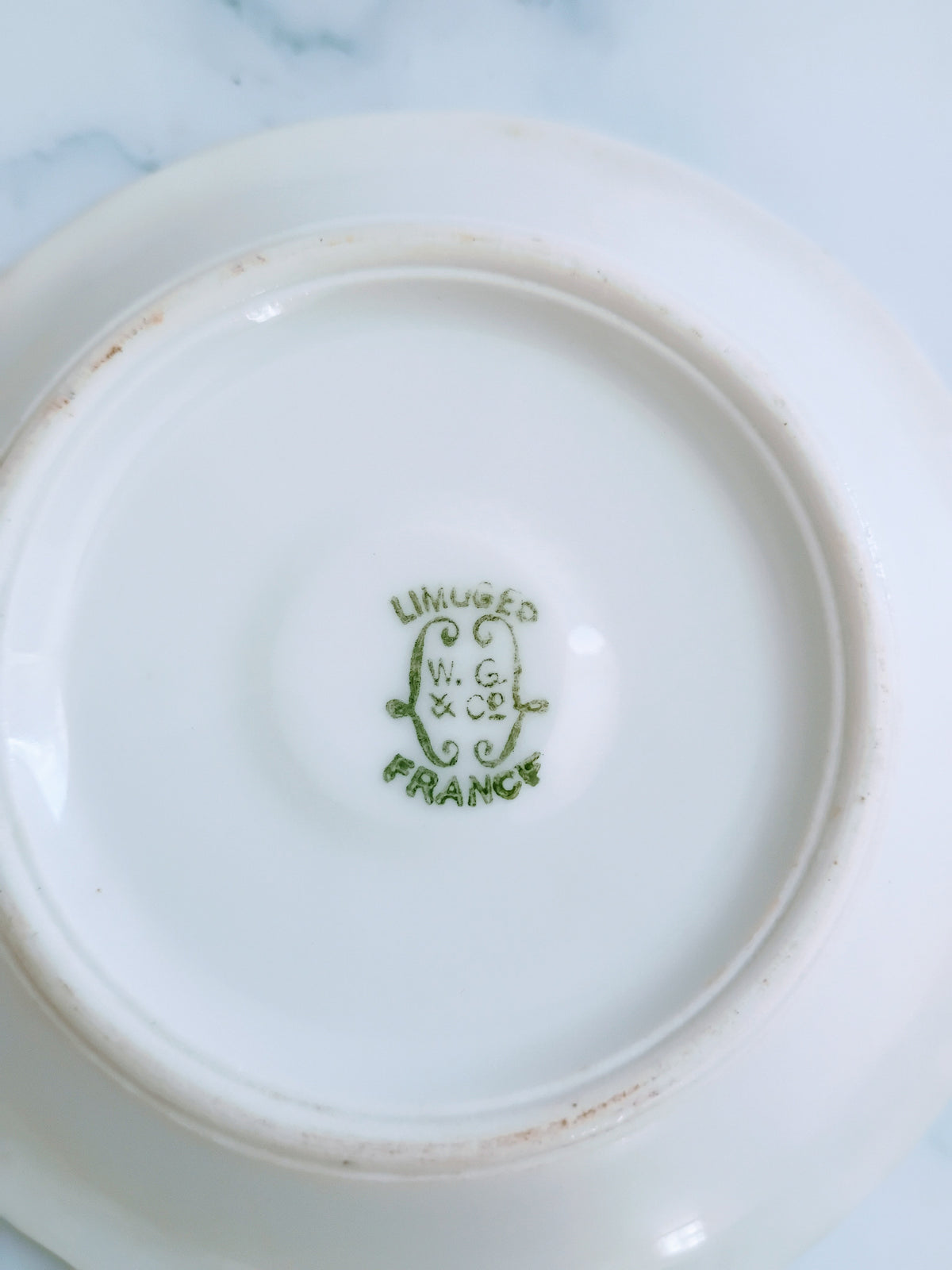 Vintage French Limoges Turquoise Blue Cafe Saucer 4"