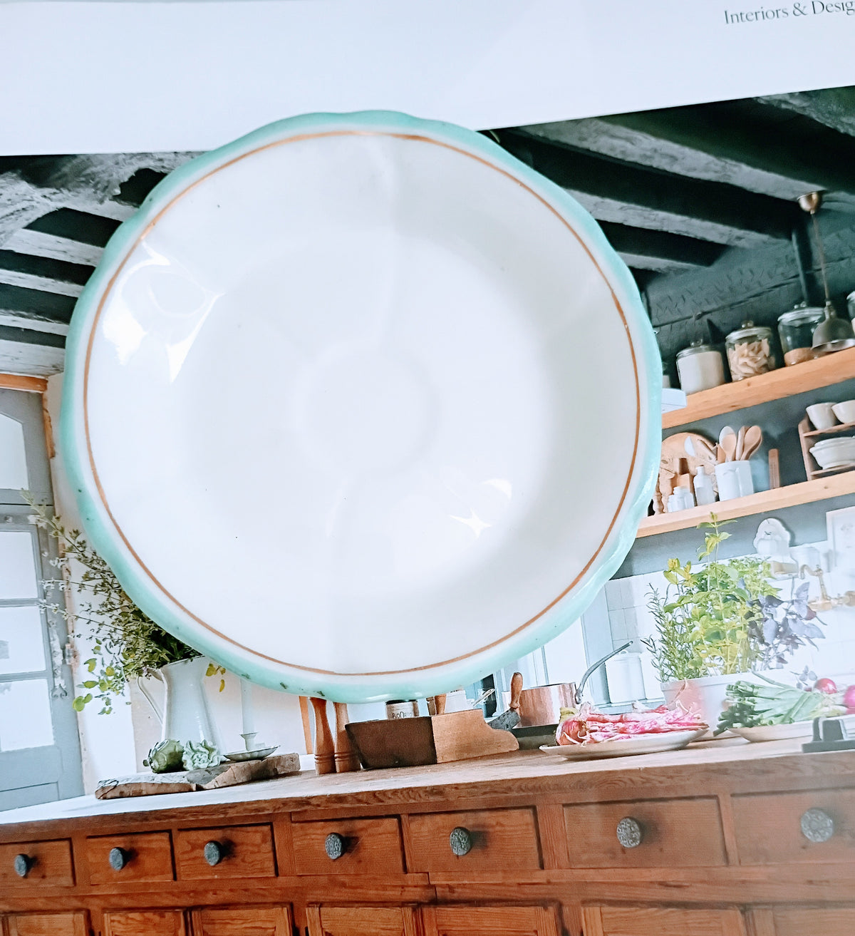 Vintage French Limoges Turquoise Blue Cafe Saucer 4"