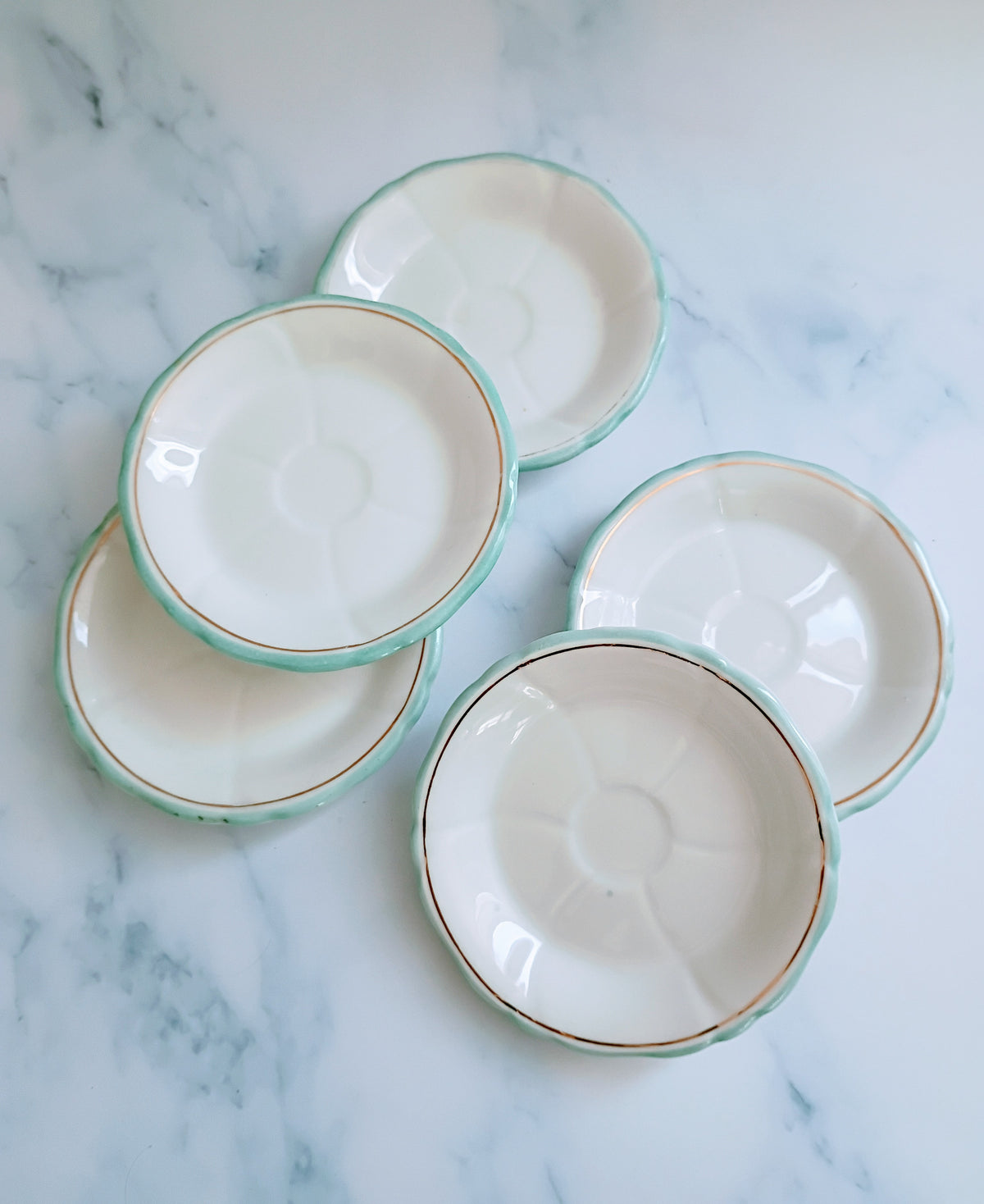Vintage French Limoges Turquoise Blue Cafe Saucer 4"