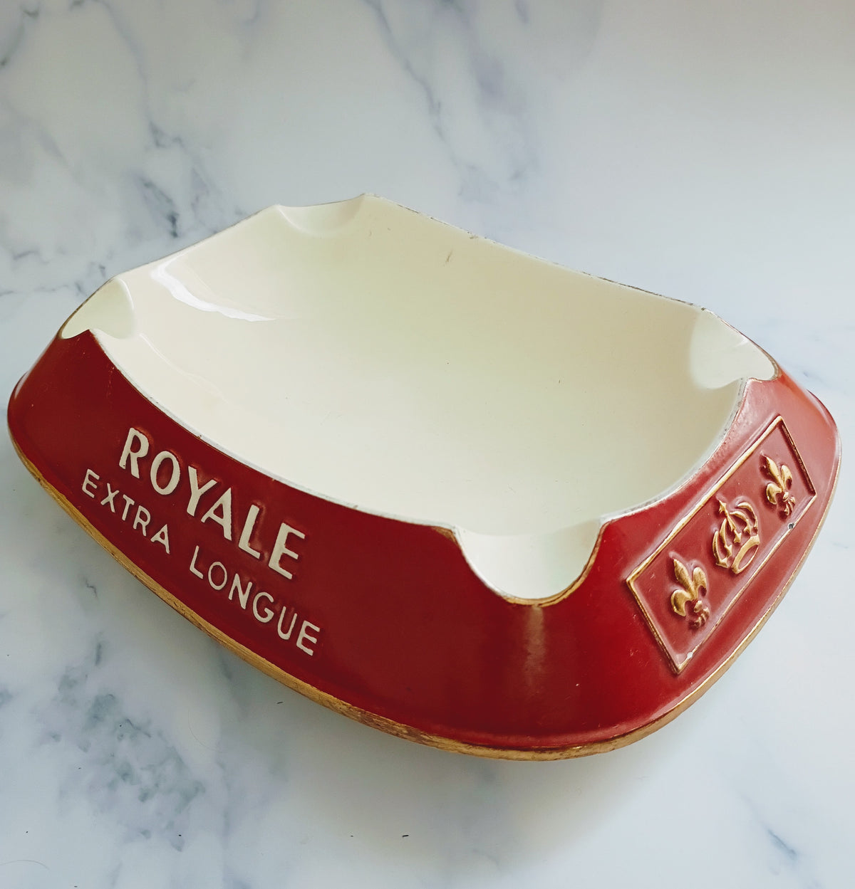 Vintage French Red Royale Extra Longue Large Ashtray