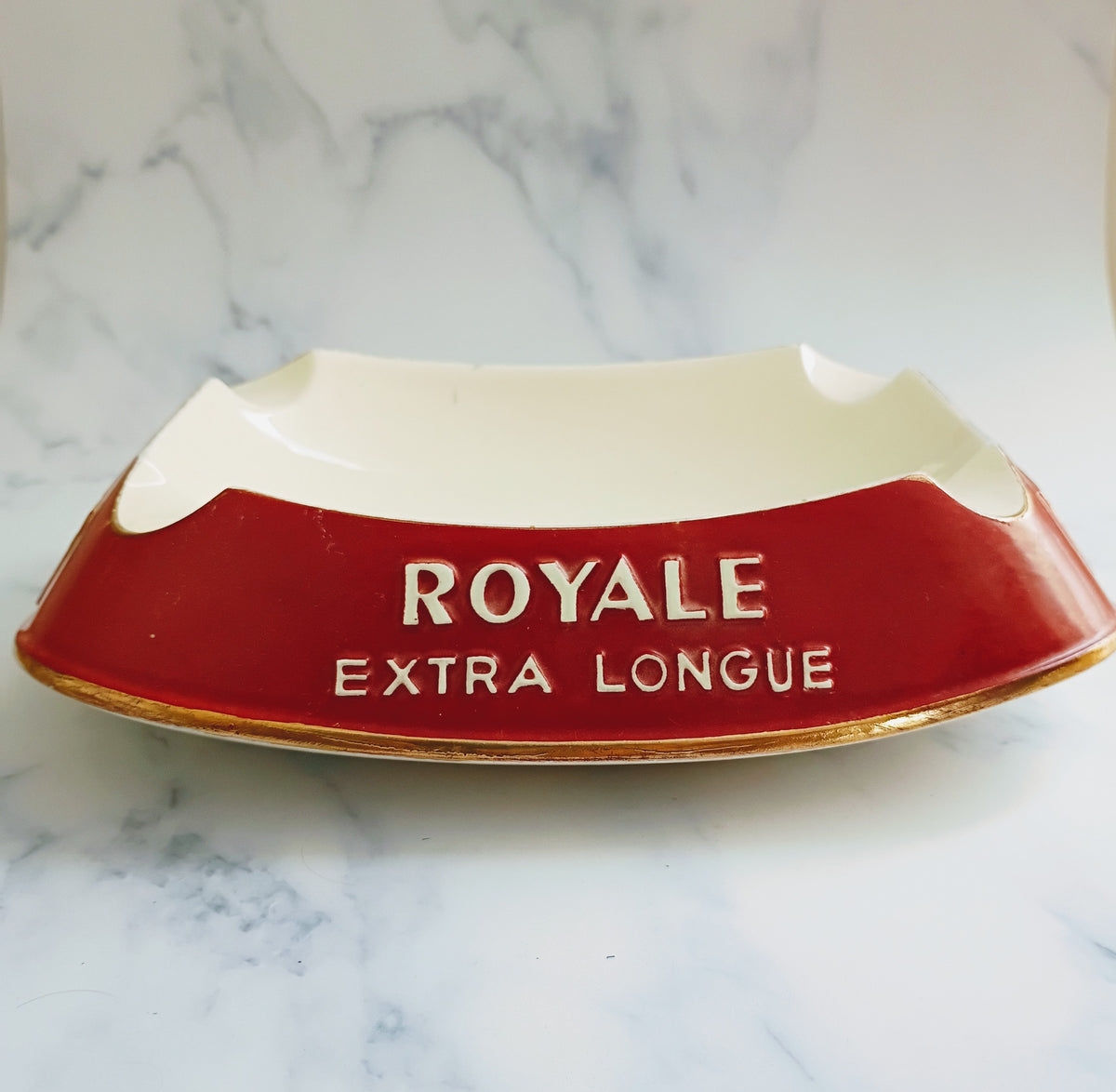 Vintage French Red Royale Extra Longue Large Ashtray