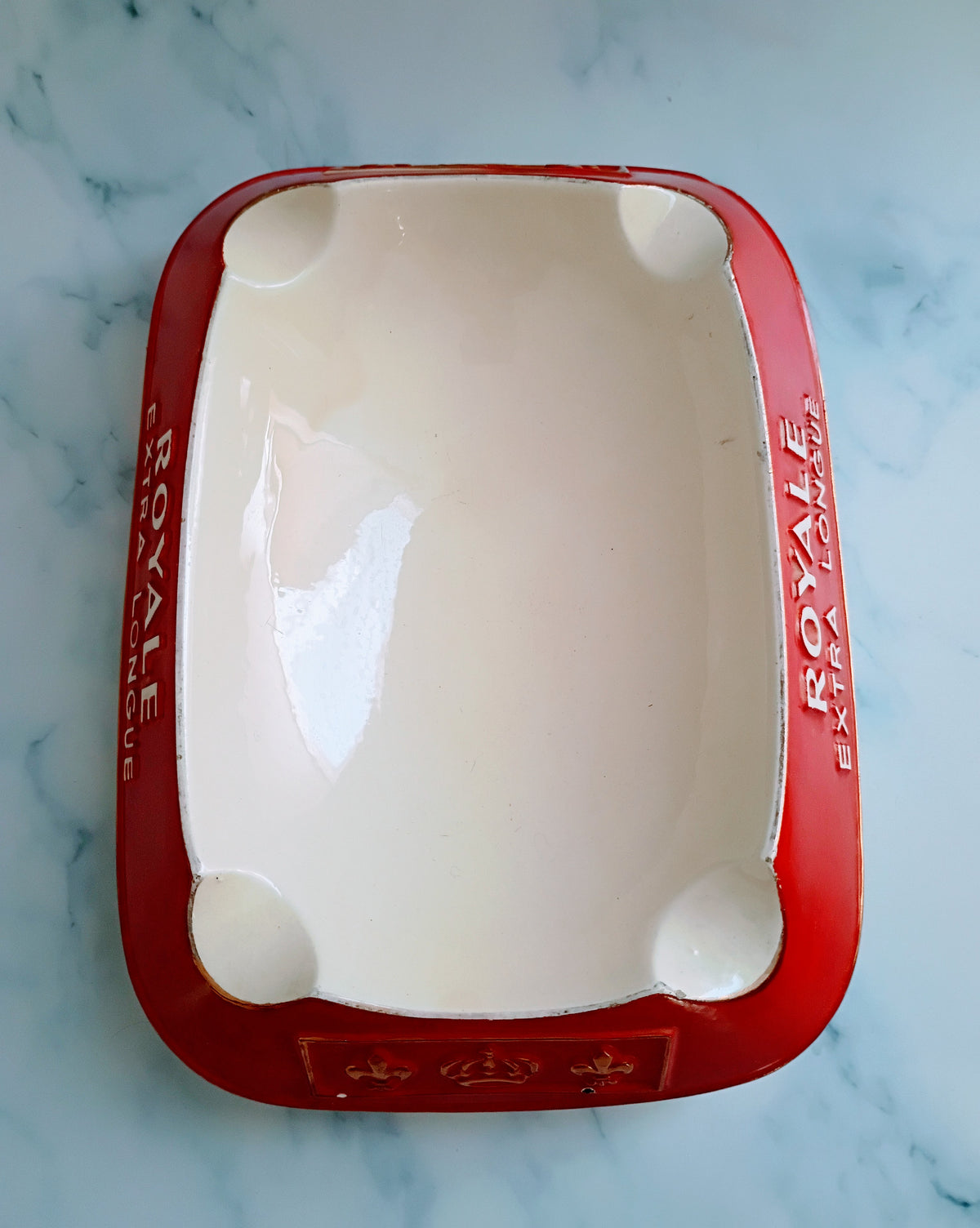 Vintage French Red Royale Extra Longue Large Ashtray