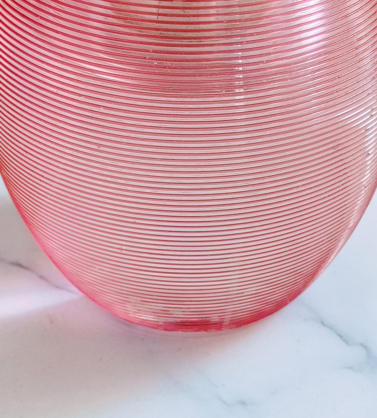 Antique 1897 Victorian Cranberry Pink Ribbed Glass Match Striker