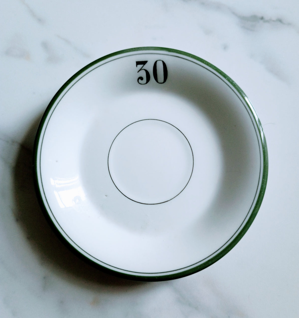 Vintage French Pillivuyt Green Rim Cafe 5" Saucer