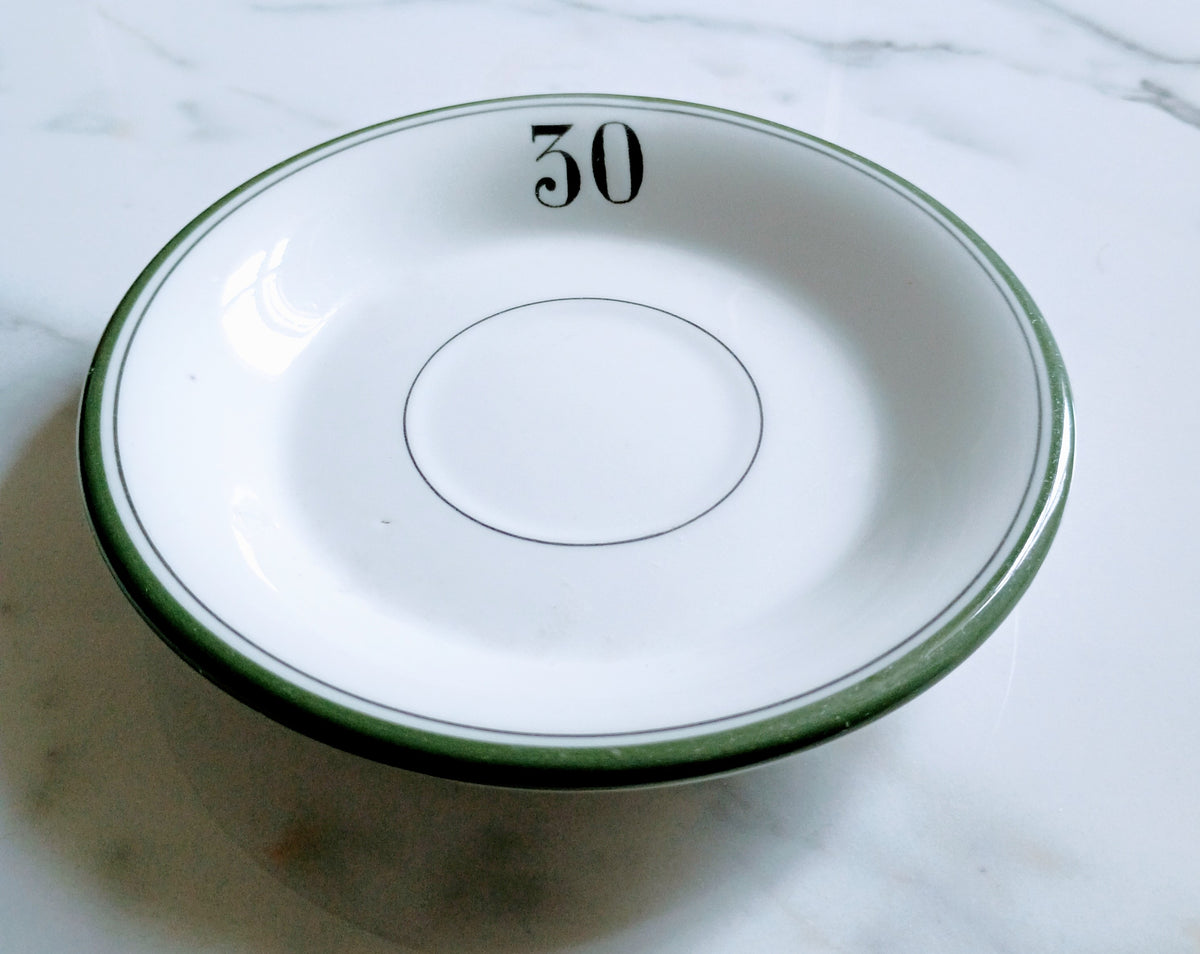 Vintage French Pillivuyt Green Rim Cafe 5" Saucer